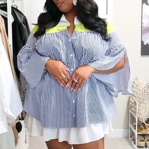 Ashley Stewart Colorblock Tunic Blouse Size 12